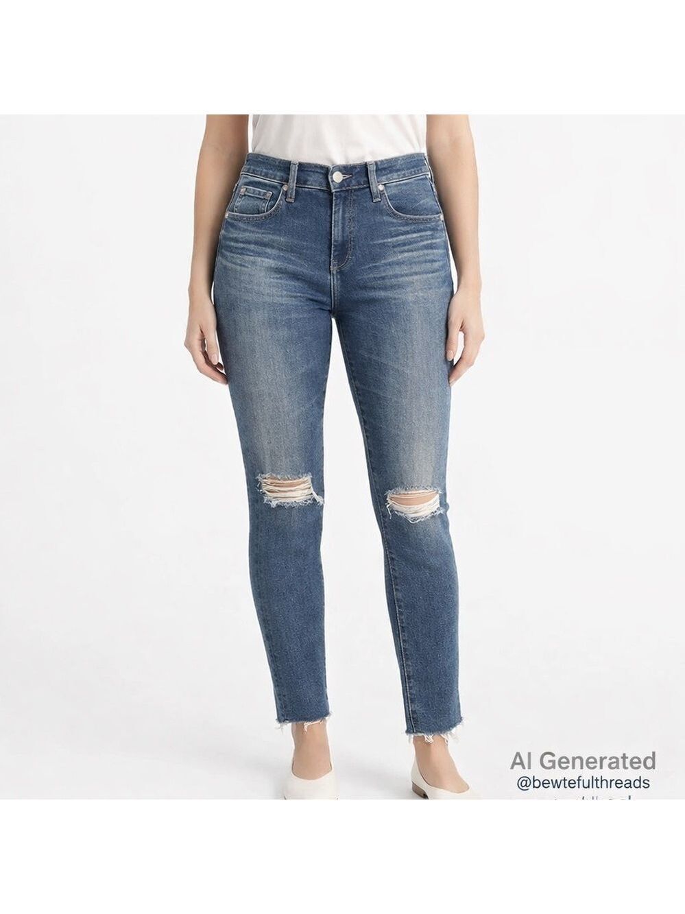 AG Farrah High Rise Skinny Ankle Jeans W31 Blue Distressed Raw Hem